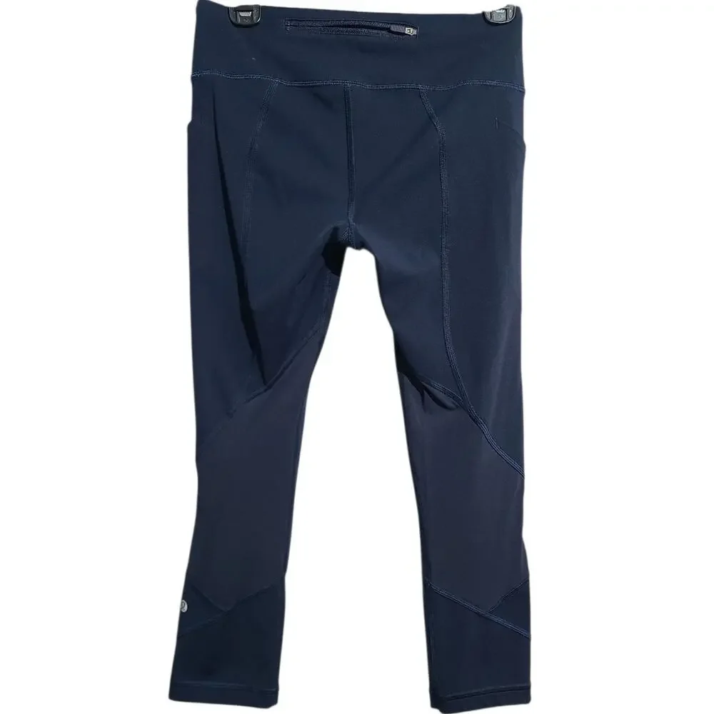Lululemon Pace Rival Crop Full-On Luxtreme 22" True Navy Sz 6 - Picture 3 of 6